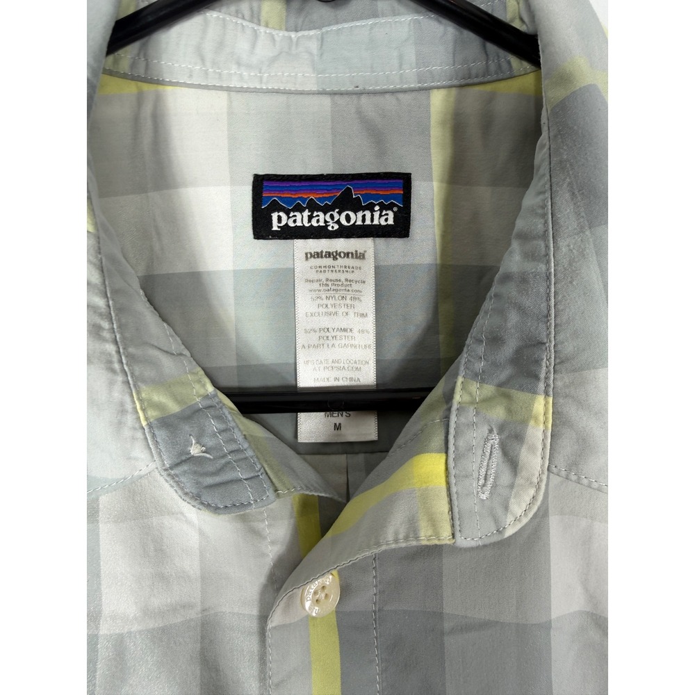 Patagonia Mens Long Sleeve Odell Brewing Co Plaid Button Down Shirt‎ Grey Yellow - Picture 2 of 6
